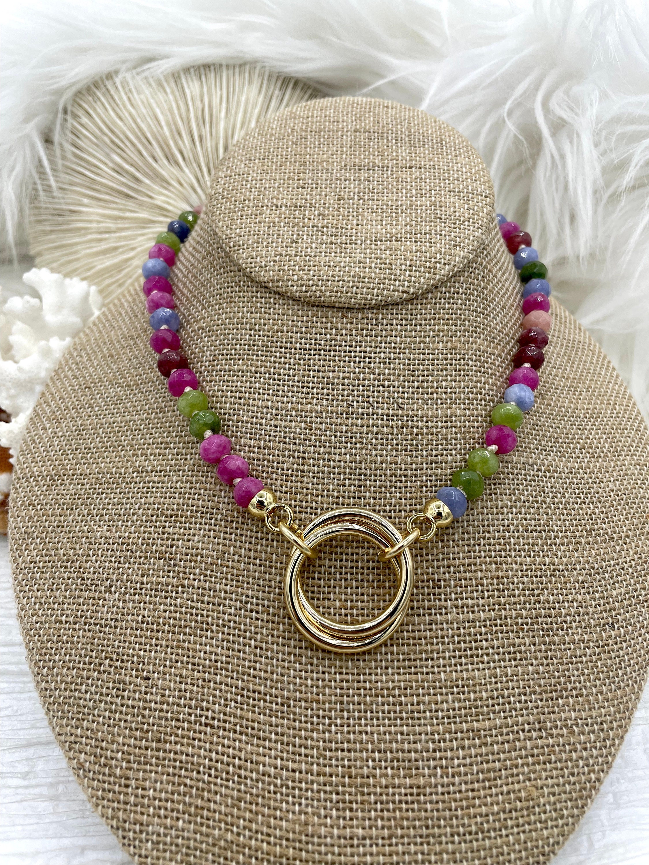 Rondelle Colorful Hand Knotted Stone Necklace