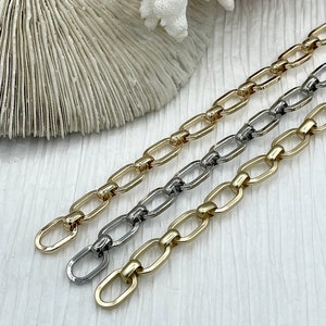 Mixed Link Cable Chain, by the foot. Lg Link 15.75mm x 10.5mm Sm link 9mm x 3.75mm, Gold plated Rhodium & Matte Gold finishes Fast ship