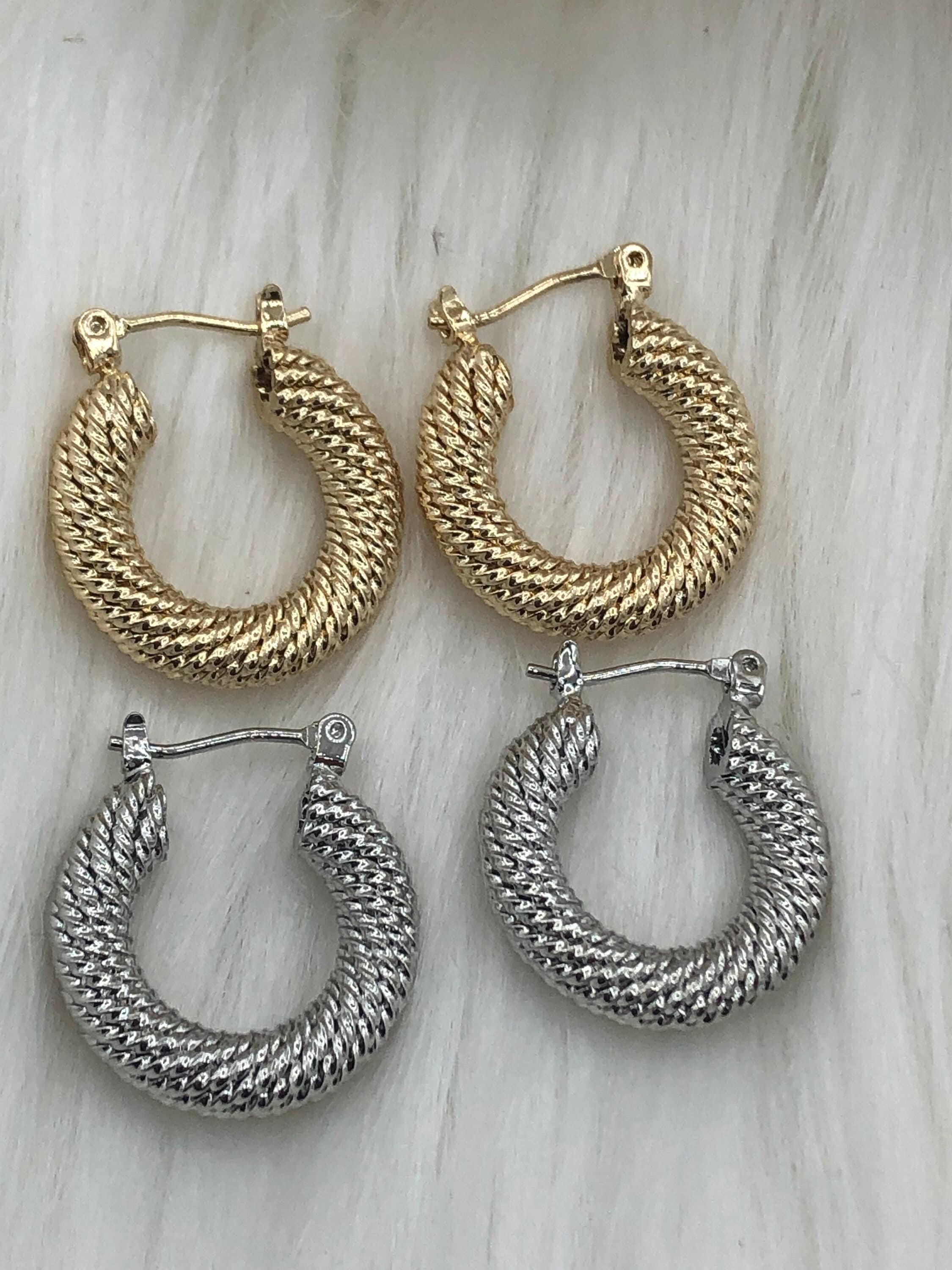 Brass Gold Huggie Hoop Earring, Round Hoop, Bold Hoops