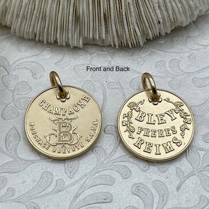 Champagne Coin Pendant, Bley Frères, Champagne Token Reproduction 28mm, French Coin Pendant, Champagne Medallion 8 Finishes. Fast Ship image 4