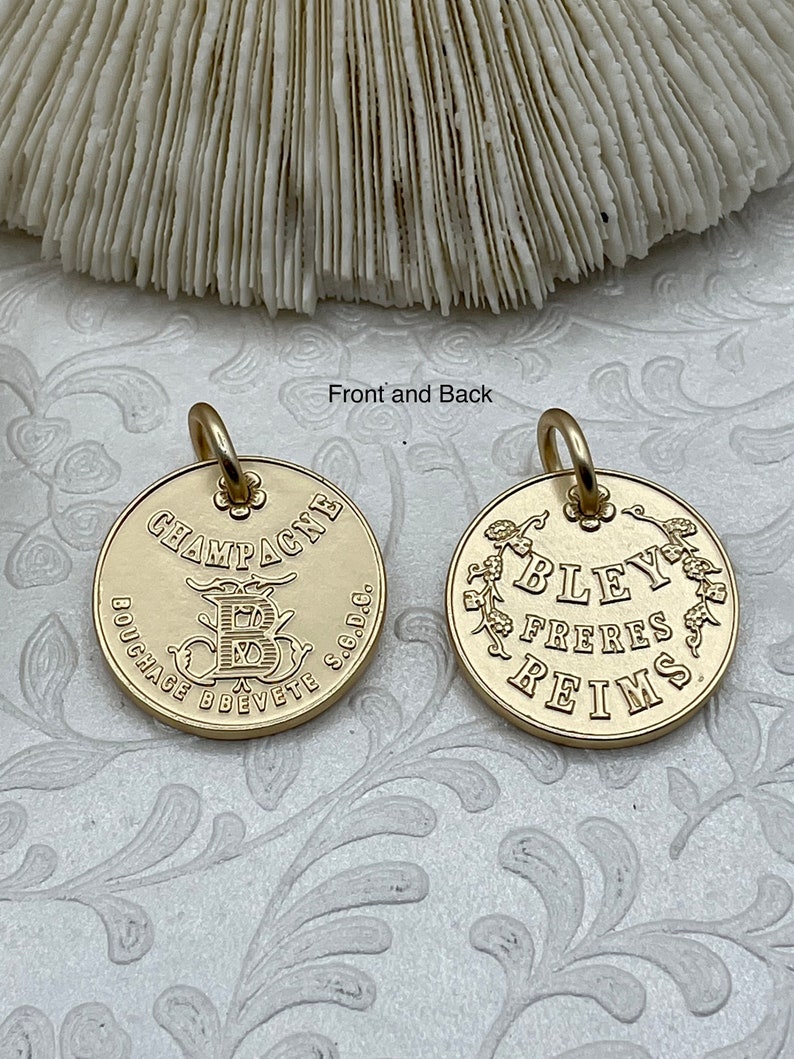 Champagne Coin Pendant, Bley Frères, Champagne Token Reproduction 28mm, French Coin Pendant, Champagne Medallion 8 Finishes. Fast Ship image 4