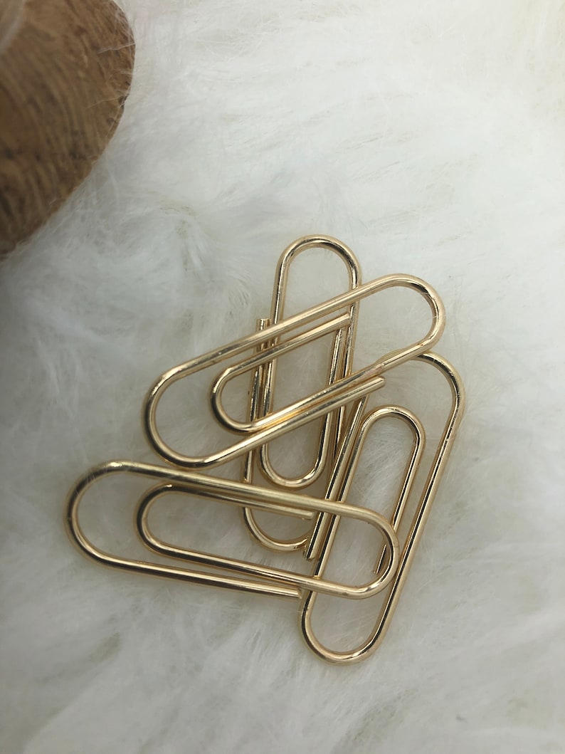 Large Brass Paper Clip Charm 14kt Plated Shiny Gold Paper | Etsy