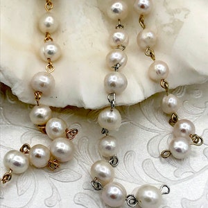 Freshwater AA 9mm White Near Round Freshwater Pearl Beaded Rosary Chain ...