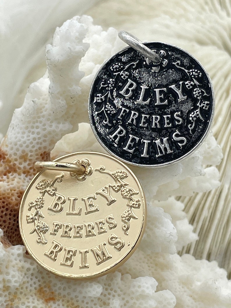Champagne Coin Pendant, Bley Frères, Champagne Token Reproduction 28mm, French Coin Pendant, Champagne Medallion 8 Finishes. Fast Ship image 6