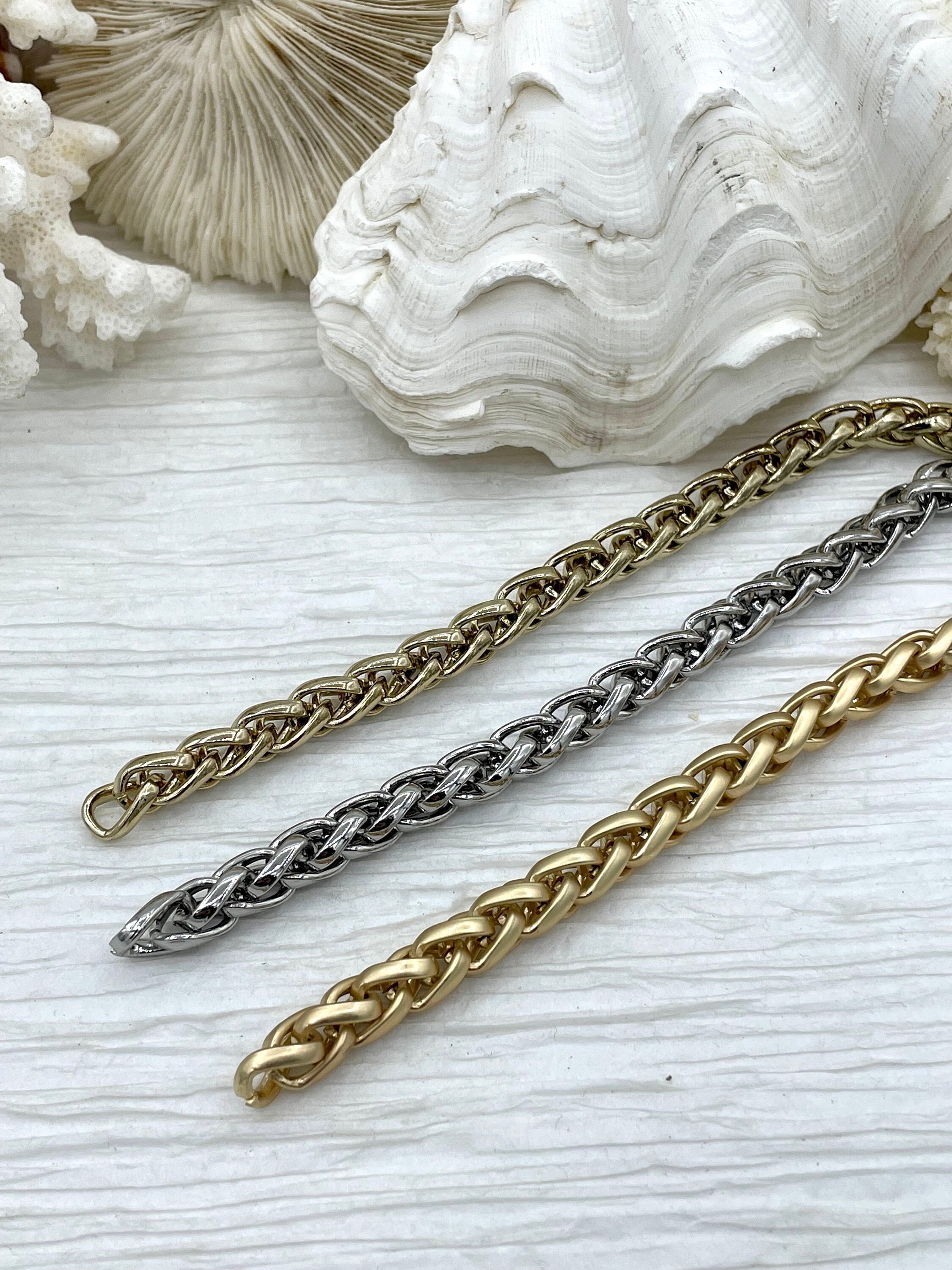 Large Braided Chain Strap Wheat-style Links Design GOLD Luxury