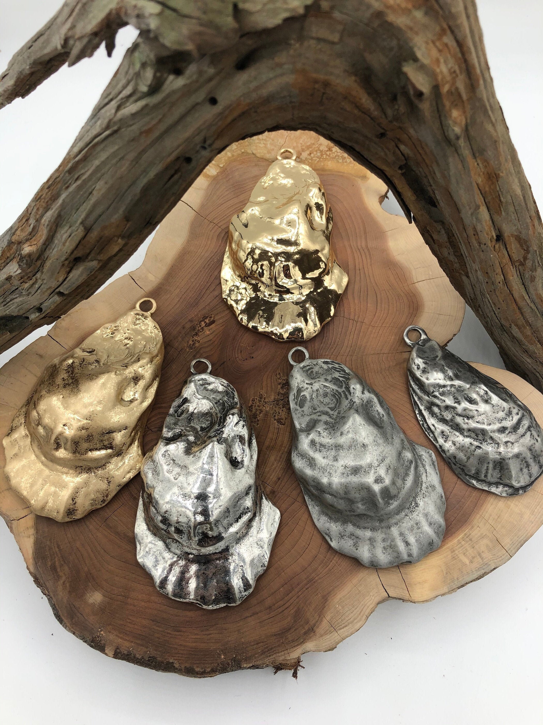 Oyster Shell Cast Pendant, Shell Pendant, Seashell,  2 styles of shel…
