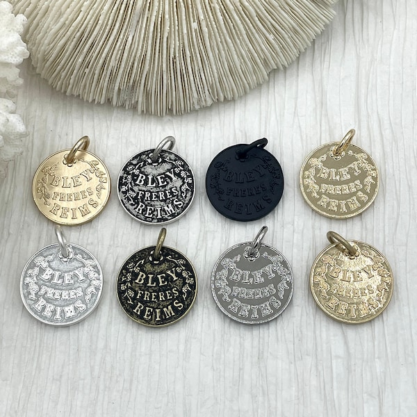 Champagne Coin Pendant, Bley Frères, Champagne Token Reproduction 28mm, French Coin Pendant, Champagne Medallion 8 Finishes. Fast Ship