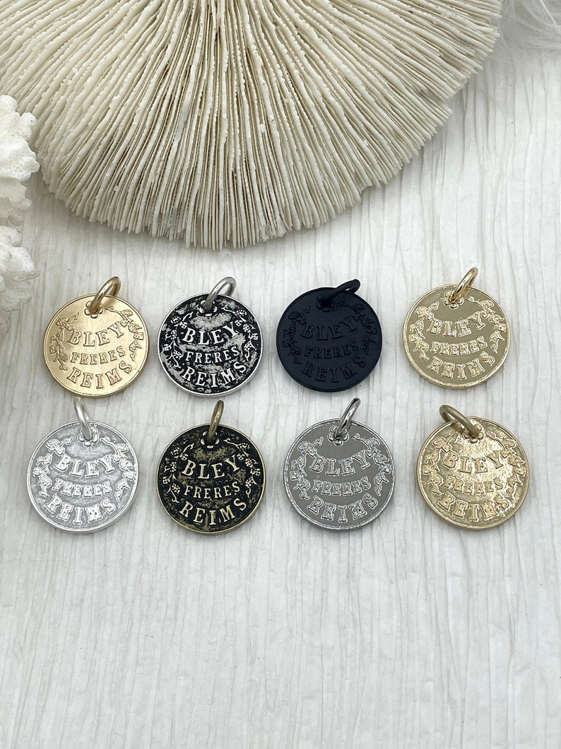 Champagne Coin Pendant, Bley Frères, Champagne Token Reproduction 28mm, French Coin Pendant, Champagne Medallion 8 Finishes. Fast Ship image 1