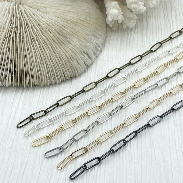 Medium Paperclip Chain Brass High Quality 7 colors Oval Rectangle Paperclip Chain Sold by the foot Electroplated Fast Ship