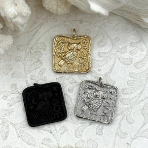 High Quality Brass Ancient Greek Coin, Bubo Owl of Athena Greek,Athena&#39;s Owl, Gold, Silver, or Matte Black Plated, 24mm, Fast Ship