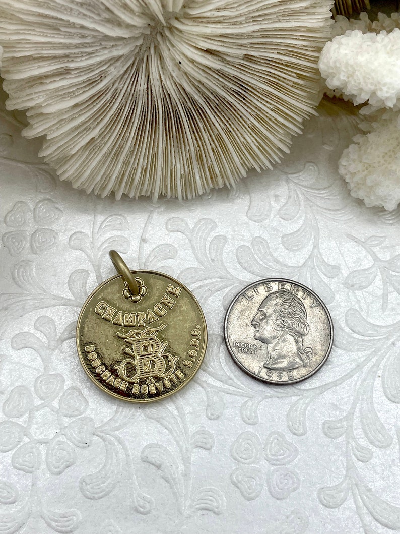 Champagne Coin Pendant, Bley Frères, Champagne Token Reproduction 28mm, French Coin Pendant, Champagne Medallion 8 Finishes. Fast Ship image 3