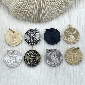 Champagne Coin Pendant, Bley Frères, Champagne Token Reproduction 28mm, French Coin Pendant, Champagne Medallion 8 Finishes. Fast Ship image 5