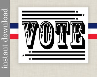 vote printable vote sign election day vote download etsy