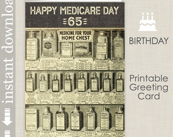 65th Birthday Printable Card, happy medicare day