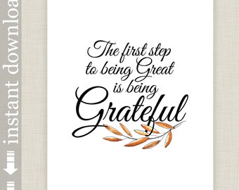 Being Grateful Printable Wall Art for Fall or Thanksgiving Decor