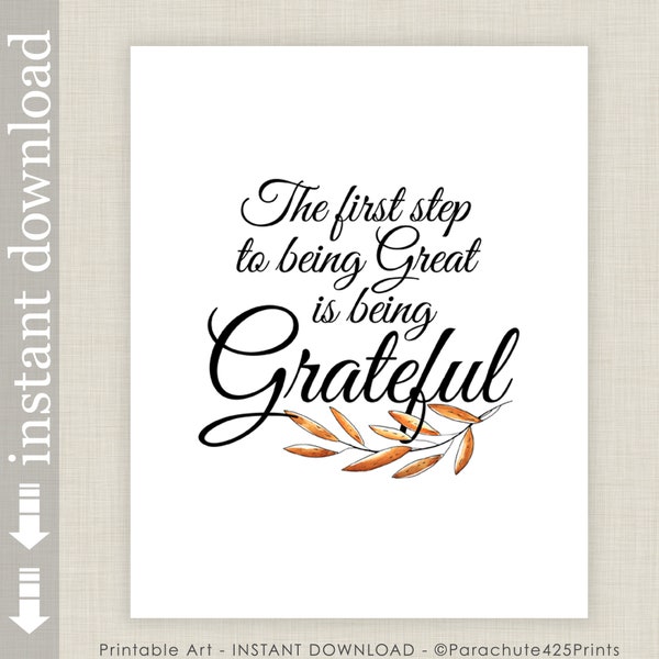 Being Grateful Printable Wall Art for Fall or Thanksgiving Decor