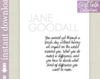 Jane Goodall Quote Printable, inspirational quote for office art and dorm decor