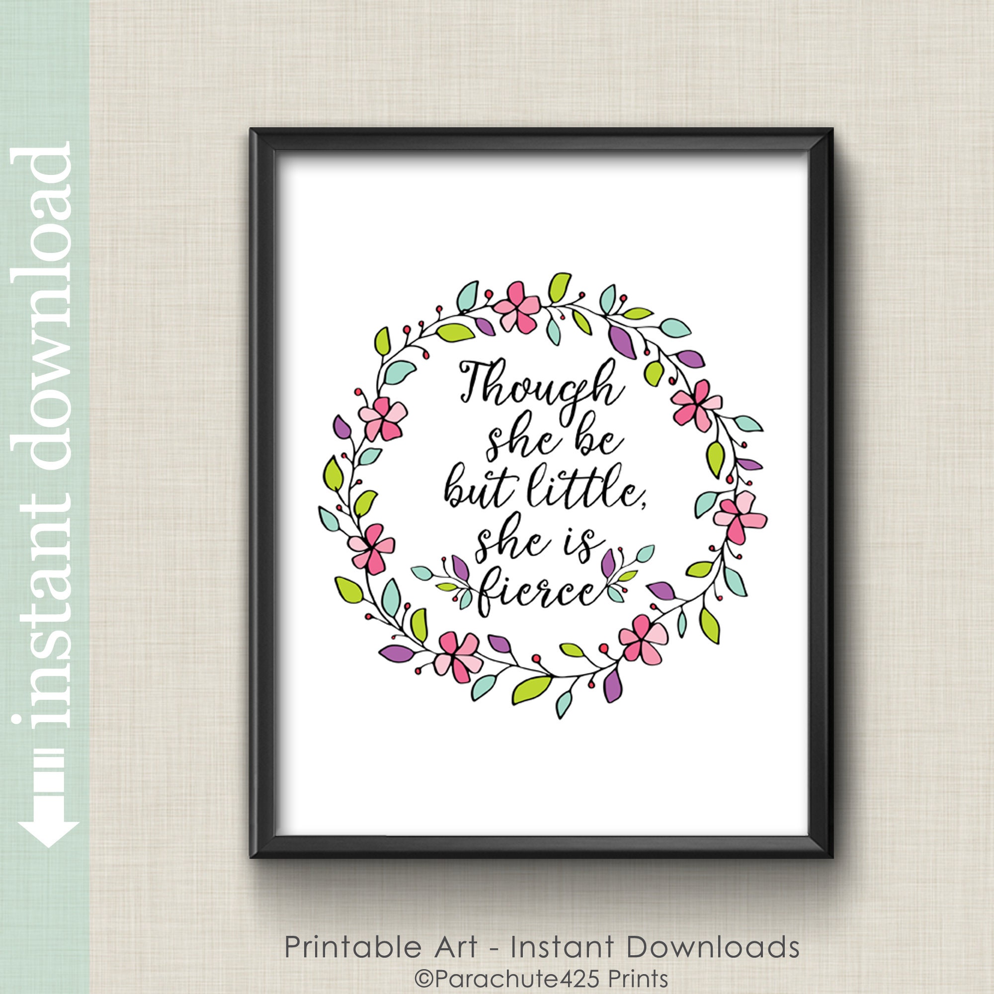Nursery Wall Art Nursery Printable She is Fierce Baby Girl | Etsy