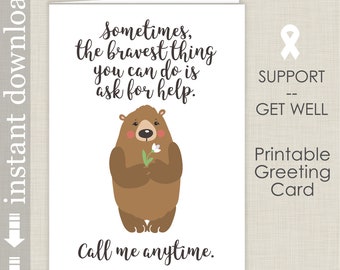 Printable Sympathy Card, Get Well Card, Support Card