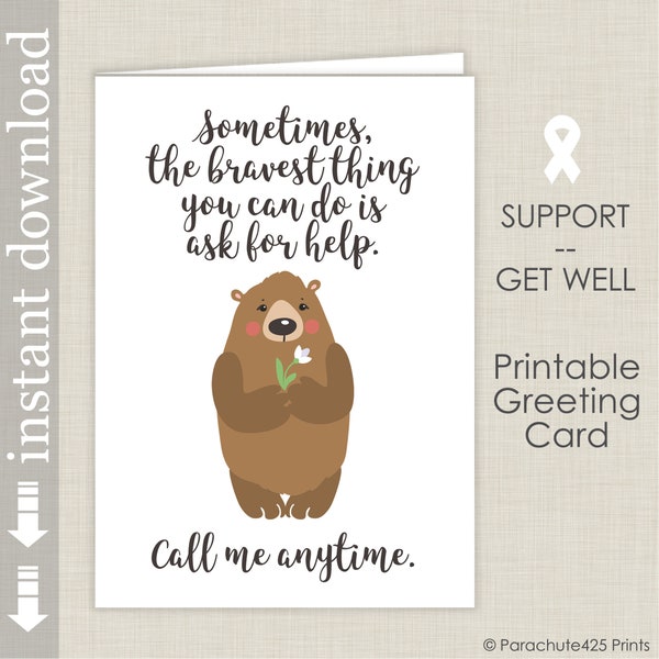 Printable Sympathy Card, Get Well Card, Support Card