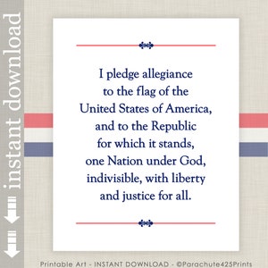 Pledge of Allegiance Printable Wall Art: Classroom & Home Decor (Digital Download)