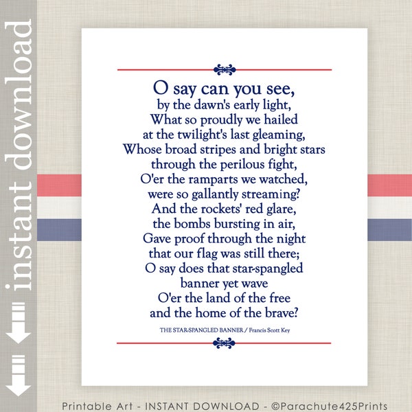 Star Spangled Banner Printable Lyrics