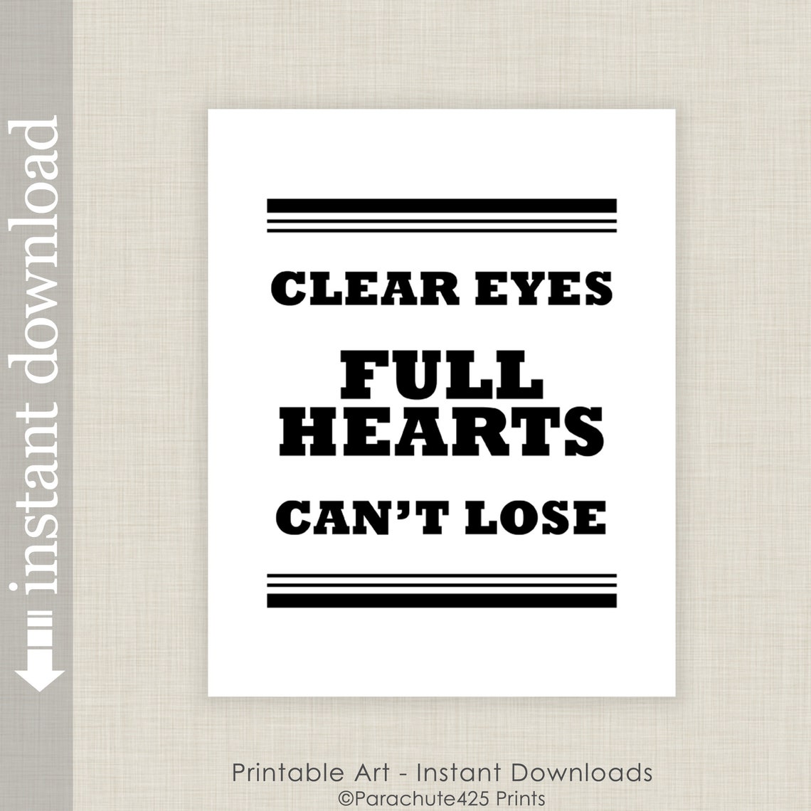Friday Night Lights Quote Clear Eyes Full Hearts Can't Etsy