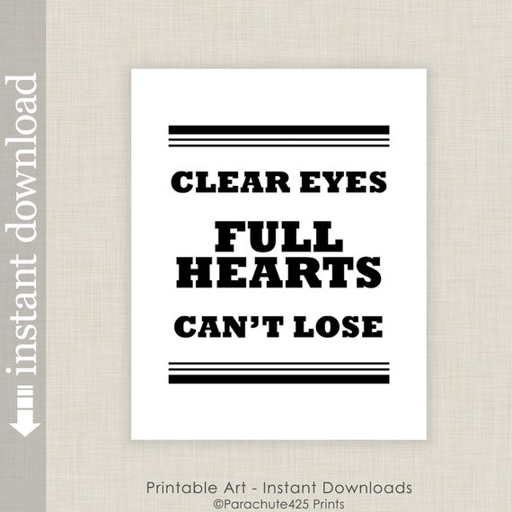 Friday Night Lights Saying Clear Eyes Friday Night Lights Quote Clear Eyes Full Hearts Can't | Etsy India