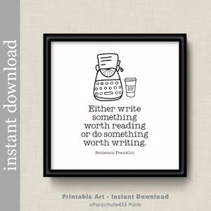 Ben Franklin Quote Printable Wall Art for Office and Home Decor or Gift for Writer image 4
