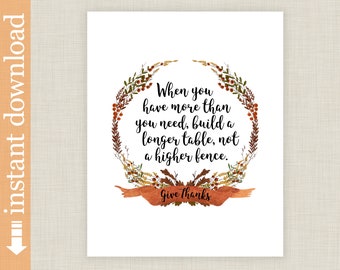 Thanksgiving and Fall Printable Wall Art, Build A Longer Table
