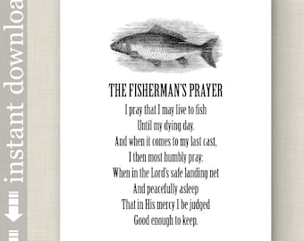 Fisherman&#39;s Prayer printable wall art, Gift for Dad, Grandfather gift, fishing quote