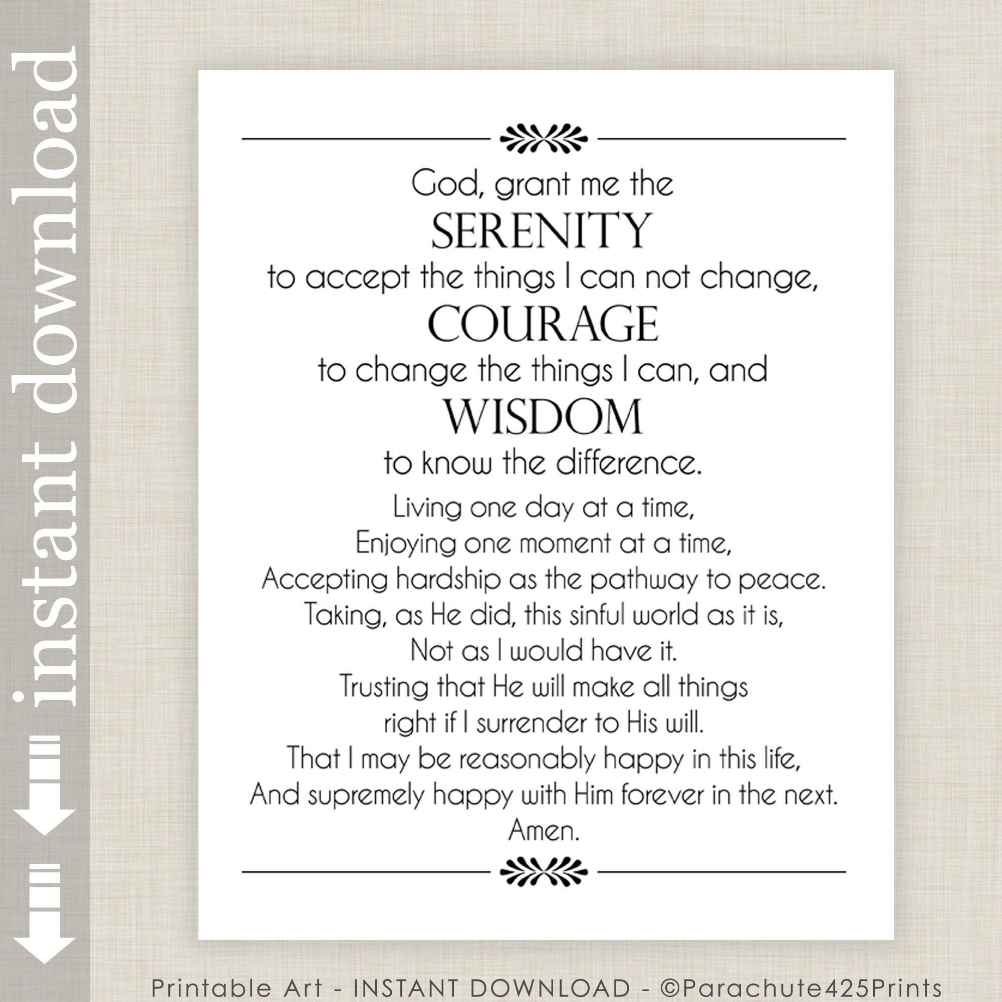 full-serenity-prayer-printable-wall-art-inspirational-quote-for-aa-support-etsy for Serenity Prayer Printable Pdf Free Download Full Serenity Prayer Printable Wall Art, Inspirational Quote for AA Support - Etsy for Serenity Prayer Printable Pdf Free Download