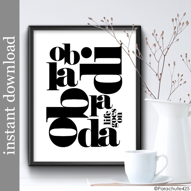 Ob La Di Ob La Da, printable typography Beatles lyric music print zdjęcie 4