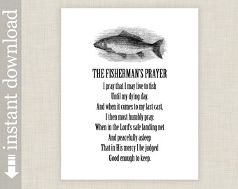 Fisherman's Prayer printable wall art, Gift for Dad, Grandfather gift, fishing quote