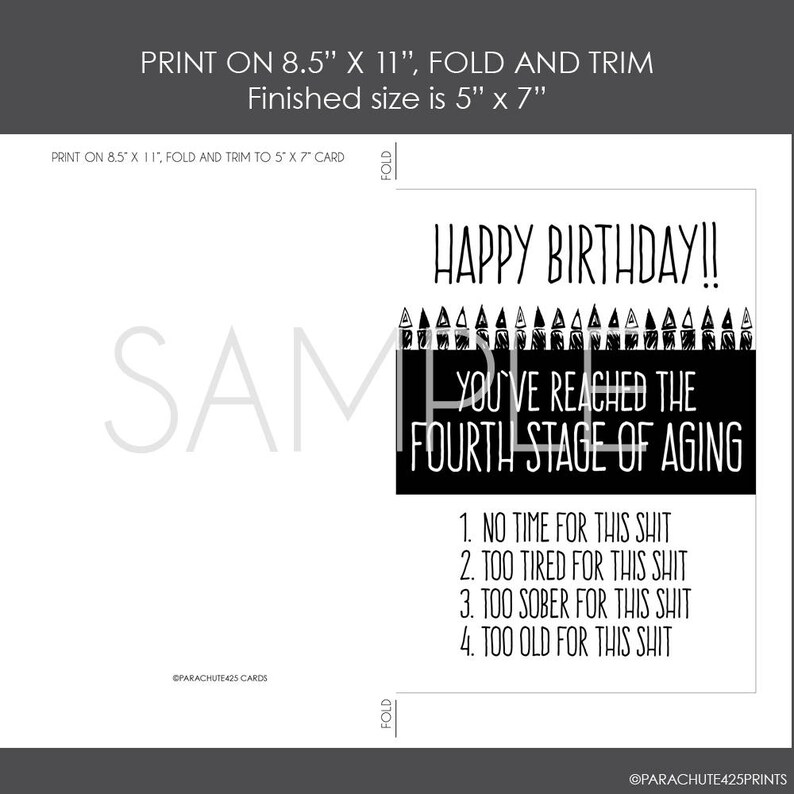 Printable Birthday, Mature Birthday Card, Funny Birthday Card, Friend ...