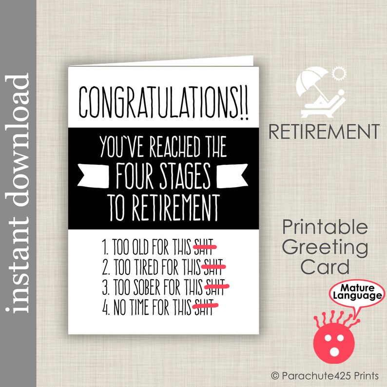 Retirement Card Printable Card Funny Retirement Boss Retire Etsy