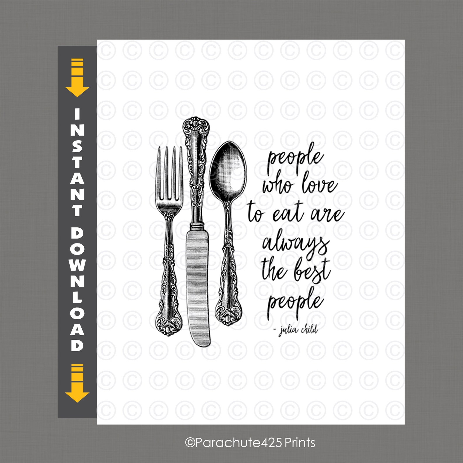 Julia Child Quote Printable black and white kitchen wall art Etsy