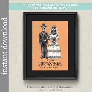 Halloween Wedding Printable Card, Day of The Dead Wedding Printable Card, Funny Wedding Card image 3