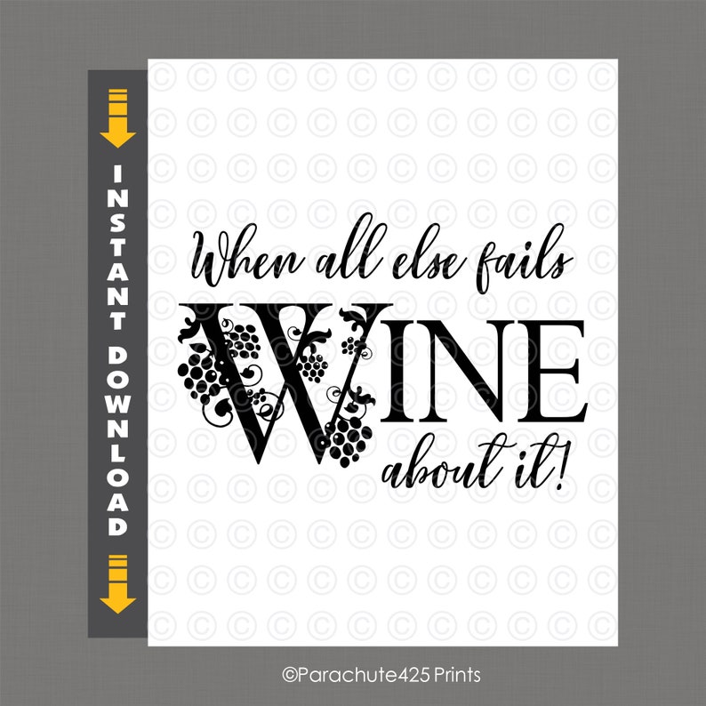 Wine Printable Wall Art Wine Decor Print for Wine Lover Gift Etsy