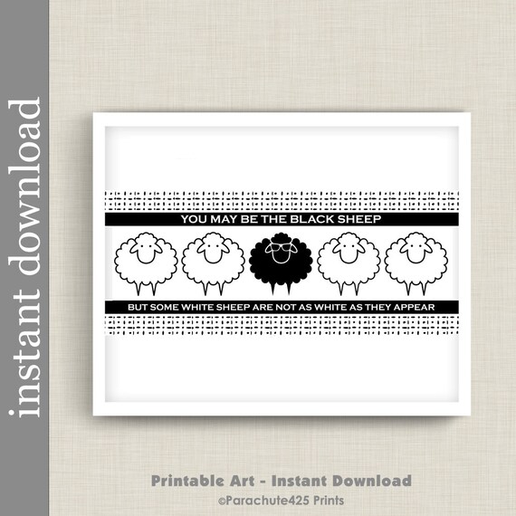 Funny Friend Gift Black Sheep Printable Wall Art Mothers Etsy