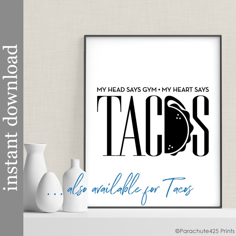 Pizza Quote Printable Wall Art, Gym or Kitchen Art, Funny Food Print image 6