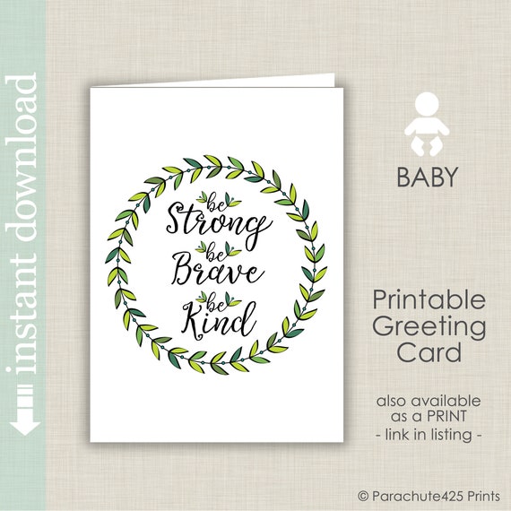 Printable Baby Card Be Strong Baby Shower Card Baby Etsy Singapore