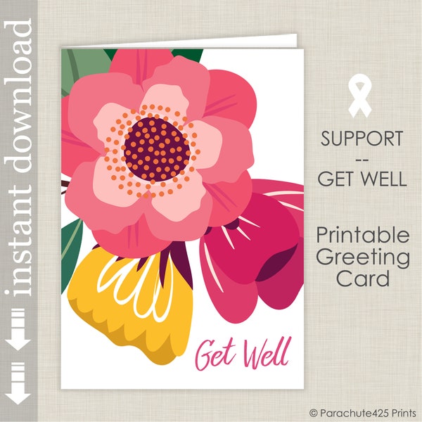 Printable Get Well Card, generic get well card for cancer support, co worker get well card