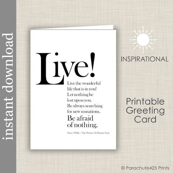 Oscar Wilde Inspirational Quote Printable Card Graduation Etsy