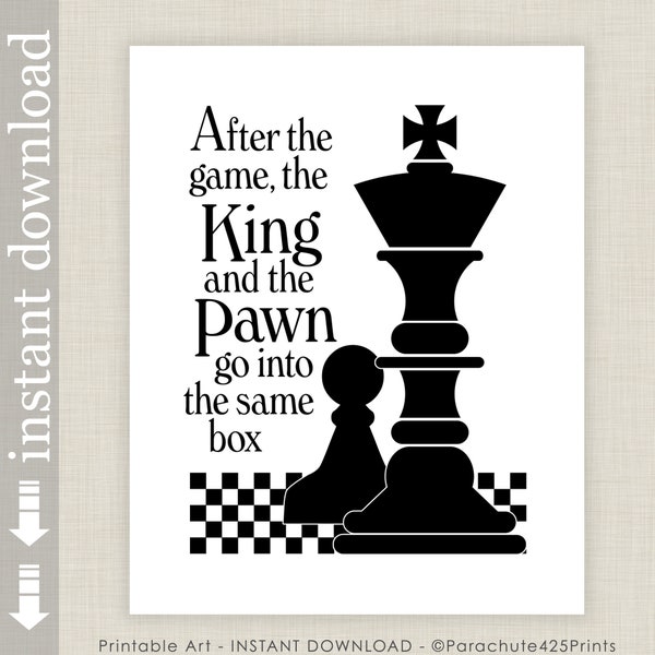 Chess Quote Printable Wall Art for Home Decor or Gift