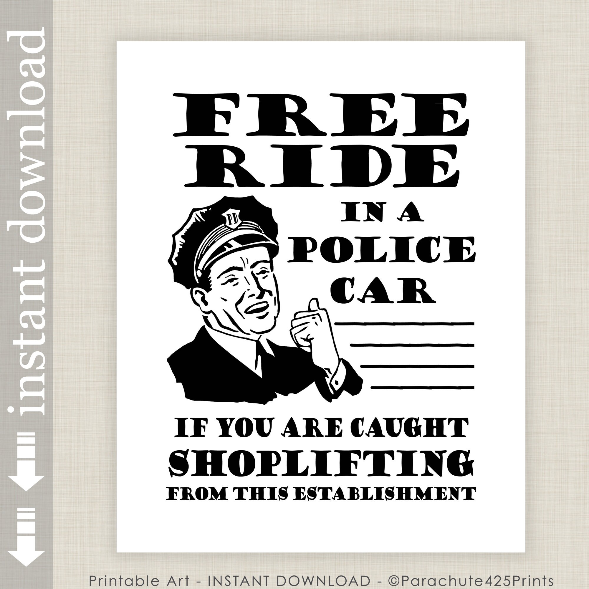 Printable Funny Vintage Style Shoplifting Sign - Etsy