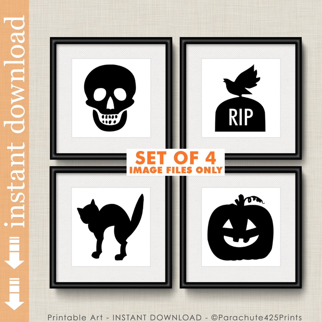 Halloween Printables Set, Instant Download Minimalist Halloween Art for ...