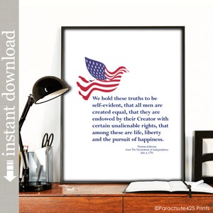 Declaration of Independence, Printable Patriotic Wall Art Decor or Gift for History Buff image 2
