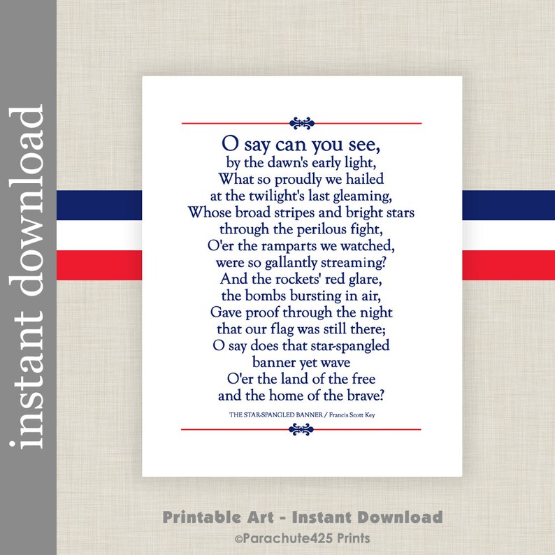 Printable Star Spangled Banner Lyrics