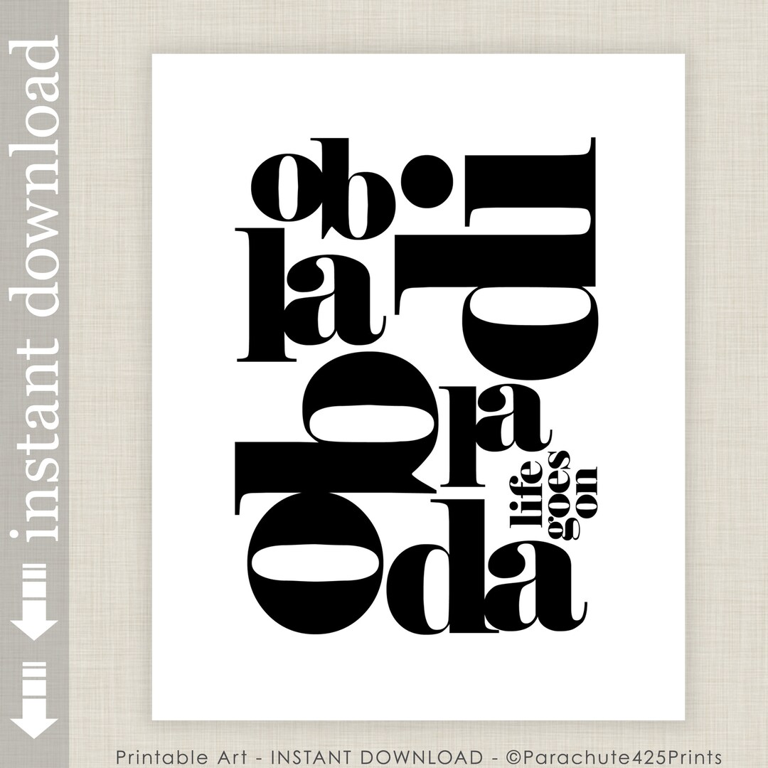 Ob La Di Ob La Da, Printable Typography Beatles Lyric Music Print - Etsy